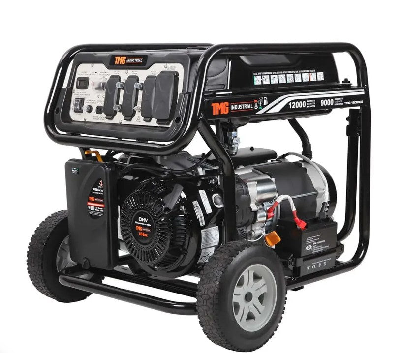 12,000 Watt Gasoline Generator, Electric Start, 7-Hour Run Time, 120V/240VAC, TMG-12000GE