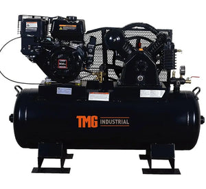 40 Gallon Skid Mount Gas Air Compressor, 2-Stage Belt Drive, 9 HP Engine, horizontal Tank TMG-GAC40