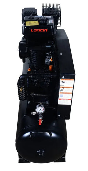 40 Gallon Skid Mount Gas Air Compressor, 2-Stage Belt Drive, 9 HP Engine, horizontal Tank TMG-GAC40