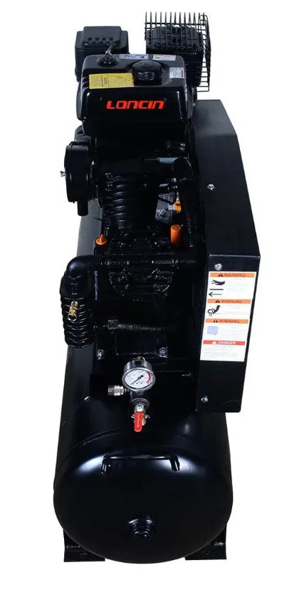 40 Gallon Skid Mount Gas Air Compressor, 2-Stage Belt Drive, 9 HP Engine, horizontal Tank TMG-GAC40