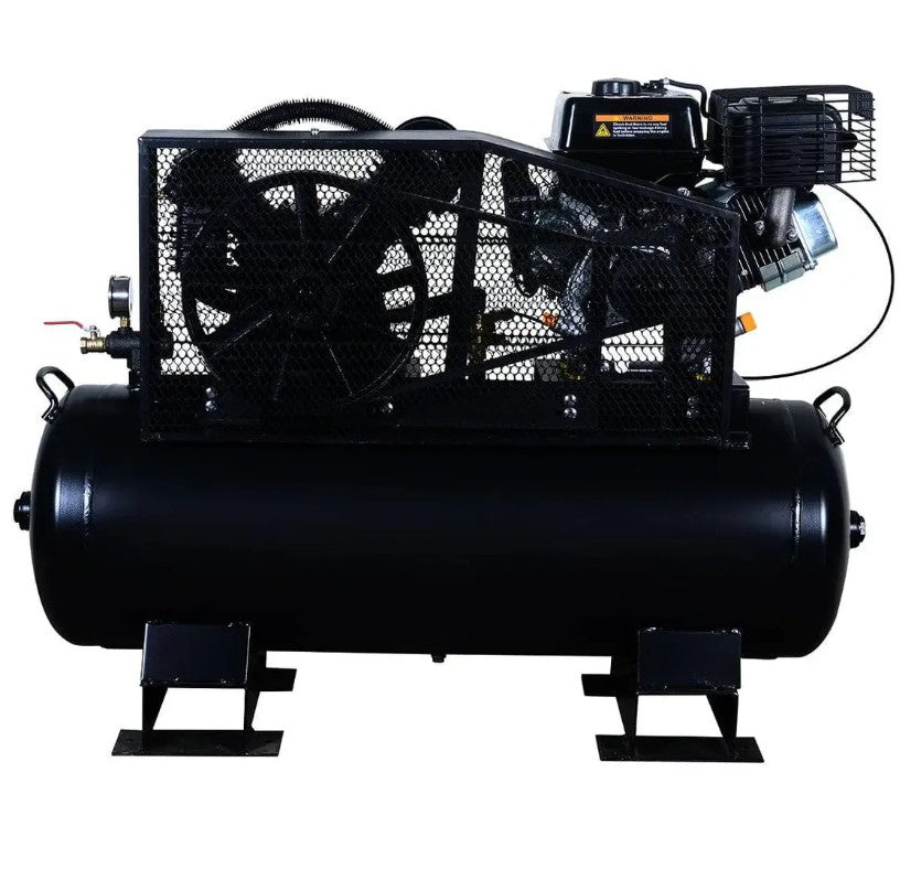 40 Gallon Skid Mount Gas Air Compressor, 2-Stage Belt Drive, 9 HP Engine, horizontal Tank TMG-GAC40