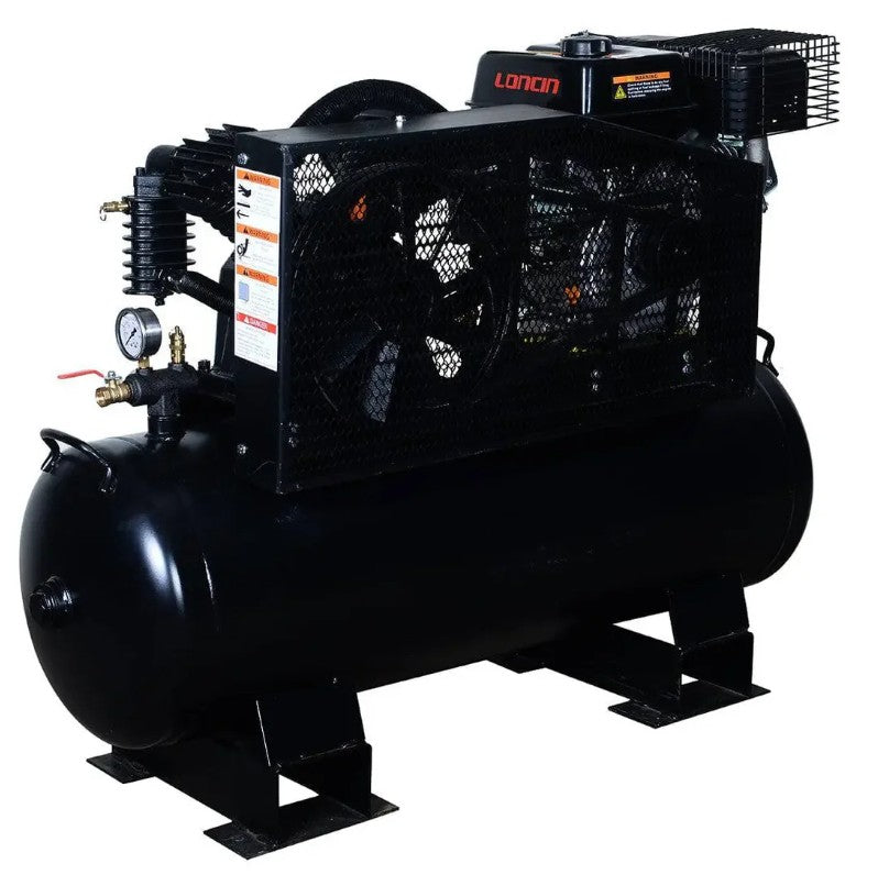 40 Gallon Skid Mount Gas Air Compressor, 2-Stage Belt Drive, 9 HP Engine, horizontal Tank TMG-GAC40