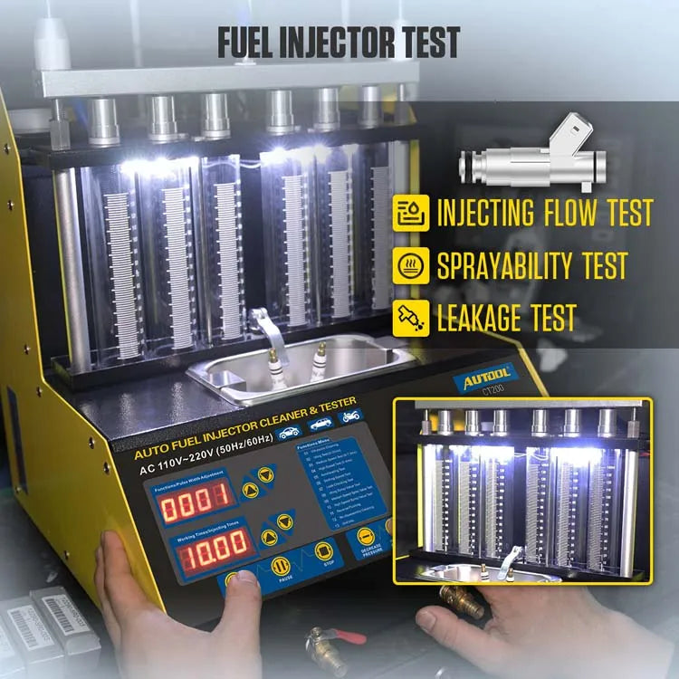 Autool CT200 Automotive Fuel Injection Systems Cleaning Tools Car Fuel Injector Cleaner and Tester 110V /220V