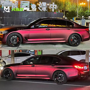 PET Romani Red Satin Color Changing Automotive Body Wrap Adhesive Film Roll