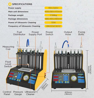 Autool CT200 Automotive Fuel Injection Systems Cleaning Tools Car Fuel Injector Cleaner and Tester 110V /220V