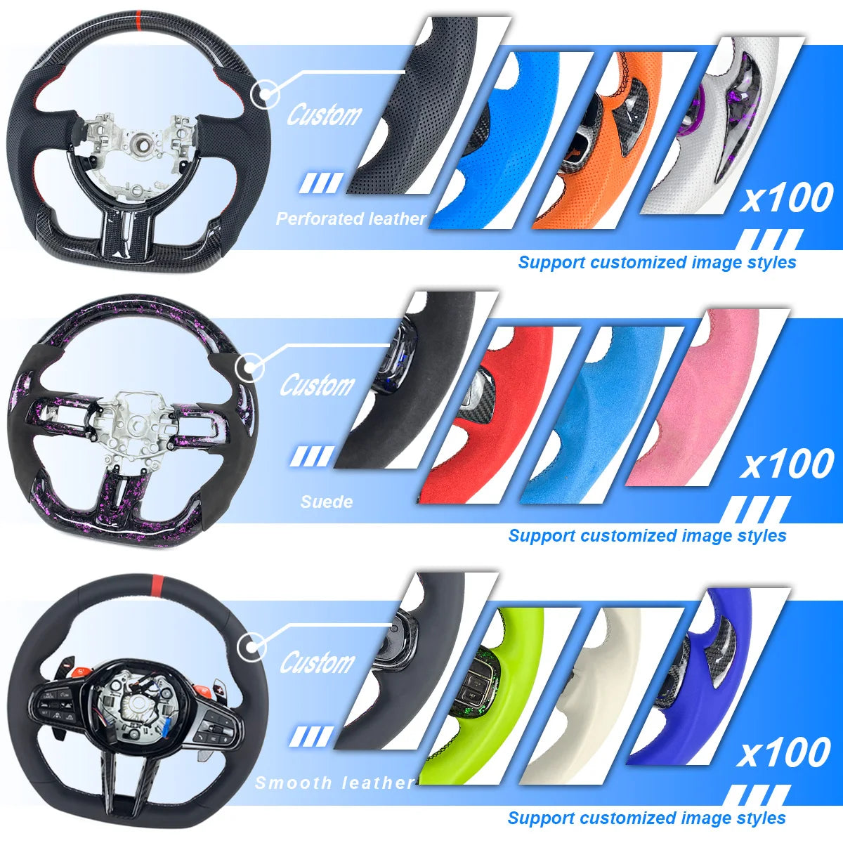 Automotive Interior Accessories Forged Carbon Fiber Genuine Leather Sports Steering Wheel Suitable for Ford Mustang GT 2015-2023