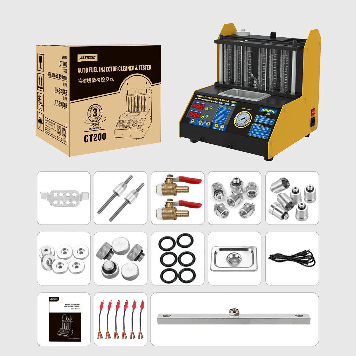 Autool CT200 Automotive Fuel Injection Systems Cleaning Tools Car Fuel Injector Cleaner and Tester 110V /220V