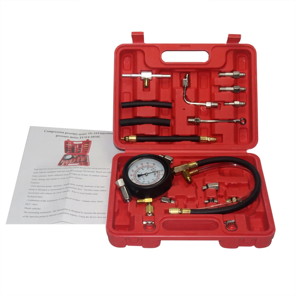 TU-114 Fuel Injection Pump Pressure Gauge Tester Kit Automotive Diesel Fuel Injector Pressure Tester