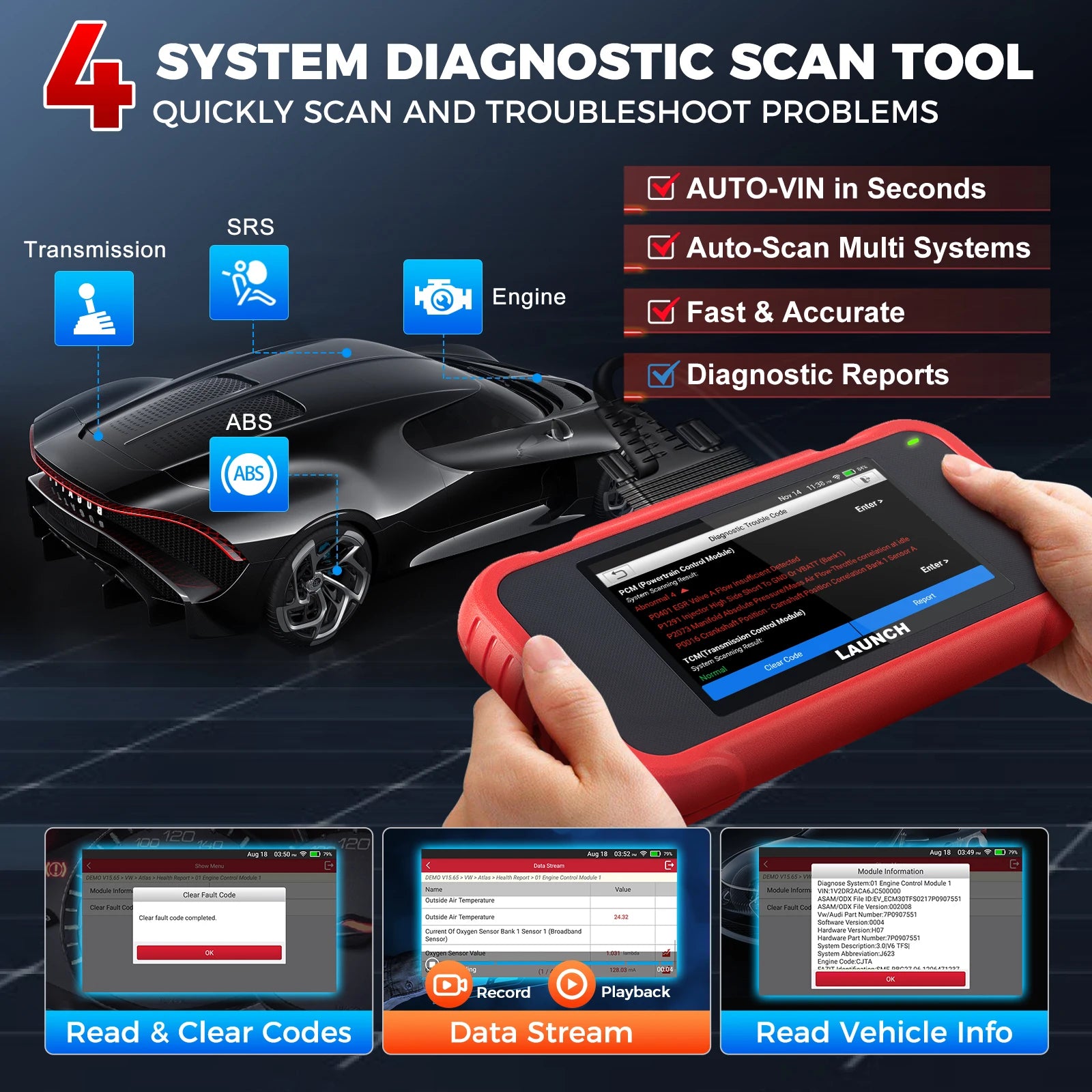 LAUNCH 2026 New CRP123E V3.0 OBD2 Automotive Scanner with 7 Resets Oil/Throttle/SAS/BMS/EPB/DPF/ABS Bleeding