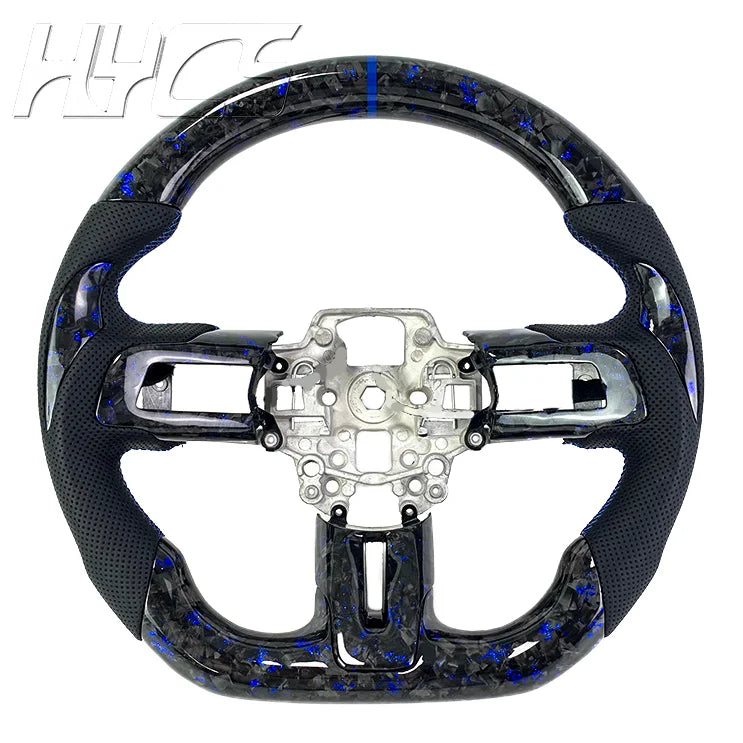 Automotive Interior Accessories Forged Carbon Fiber Genuine Leather Sports Steering Wheel Suitable for Ford Mustang GT 2015-2023