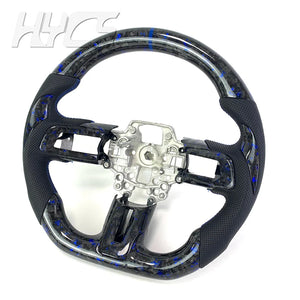 Automotive Interior Accessories Forged Carbon Fiber Genuine Leather Sports Steering Wheel Suitable for Ford Mustang GT 2015-2023