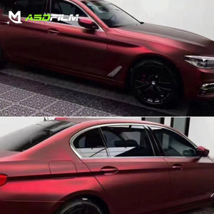 PET Romani Red Satin Color Changing Automotive Body Wrap Adhesive Film Roll