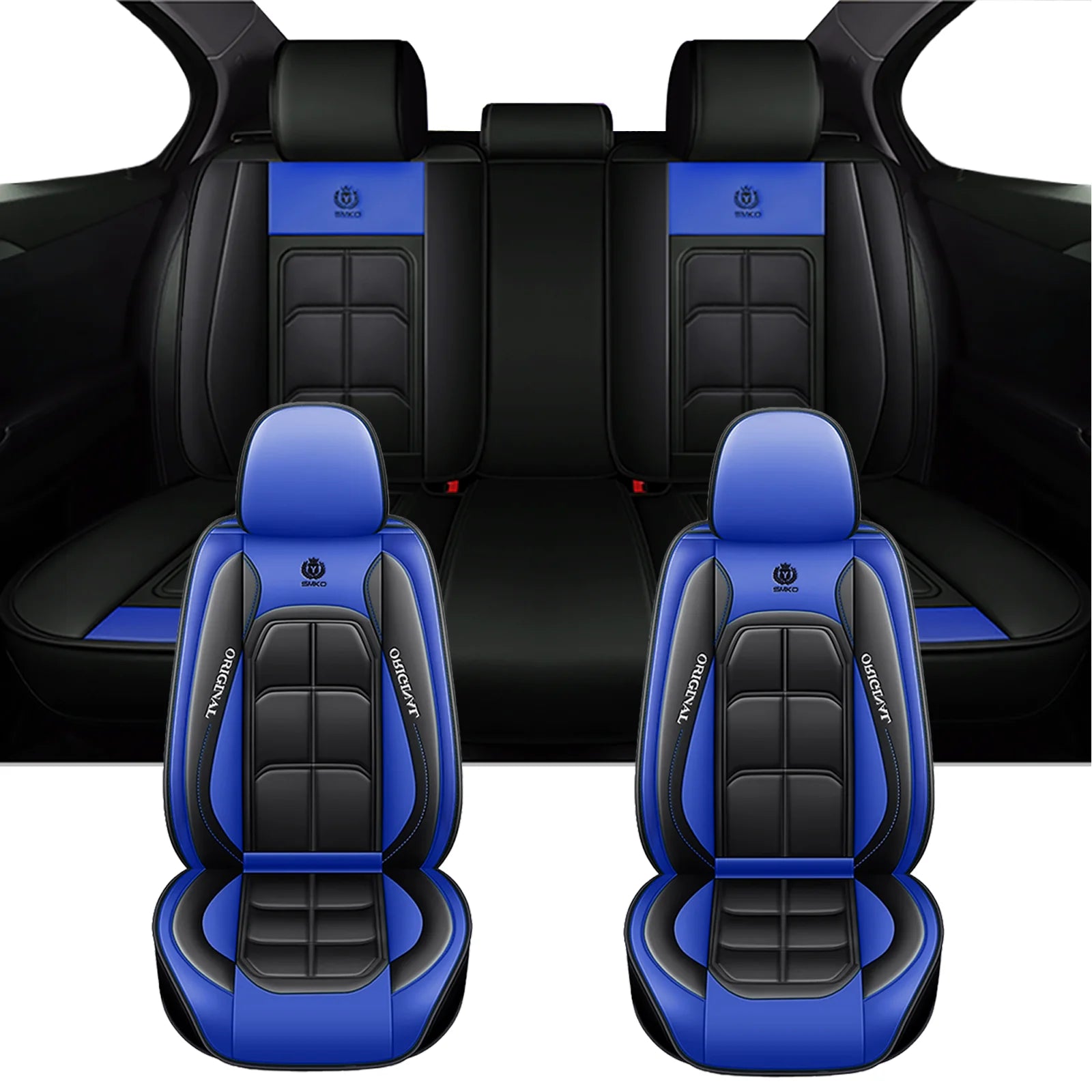 Xiangta Car Seat Covers Full Set Breathable Leather Automotive Front and Rear Seat Covers Protectors Fit for Most Vehicles, SUVs