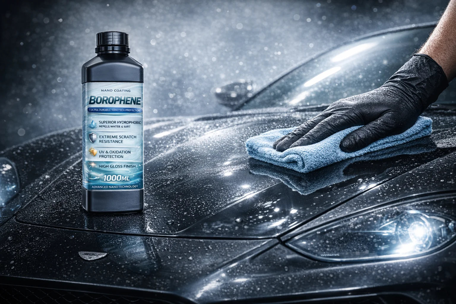 GRAPHONEX BOROPHENE Hydrophobic Automotive Coating-Keeps Your Car Cleaner Longer Reduces Washing Frequency 10-Year Protection