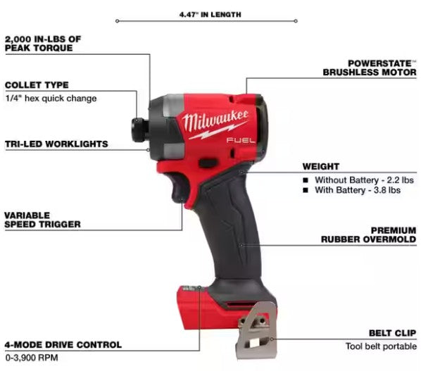 MILWAUKEE M18 Lithium Ion Cordless Hammer Drill & Impact Driver Combo Kit - 18V + 2 Batteries + Charger + Tool Case