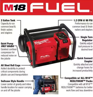 MILWAUKEE M18 Fuel 2.0 Gal 18V Quiet Air Compressor