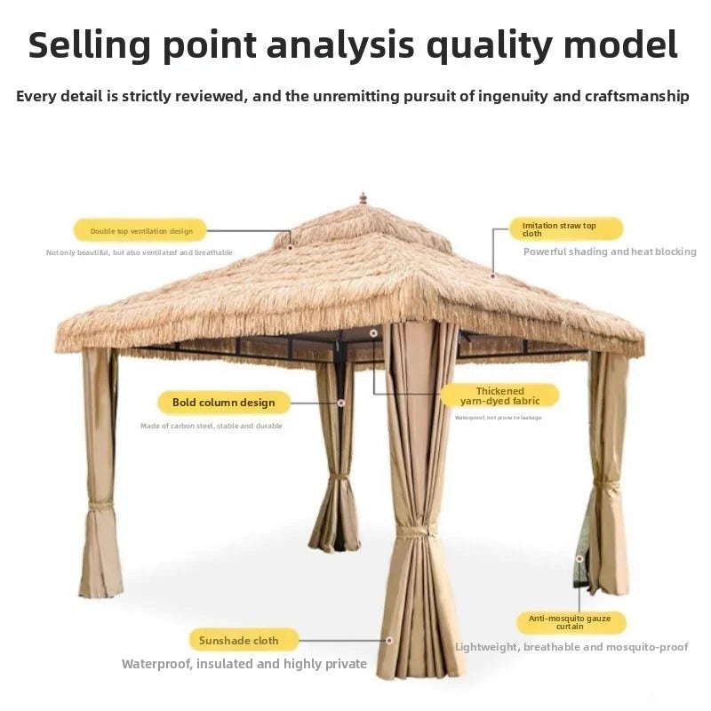 Outdoor Sunshades: Artificial Thatch Canopies, Farm Stay Courtyard & Scenic Spot Tent Umbrellas, Leisure Straw Outdoor Pavilions