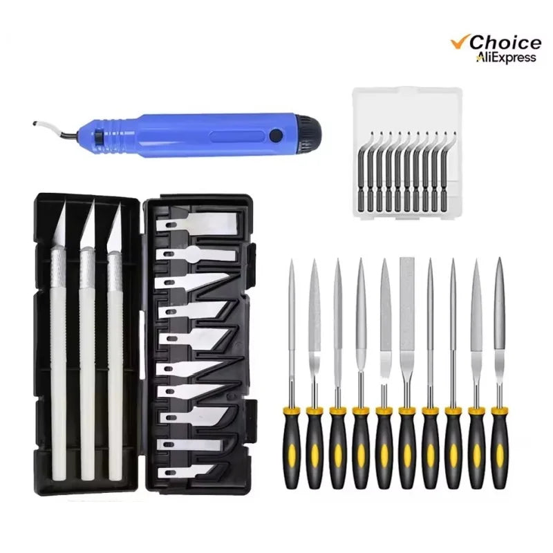 3D Printer Tool Kit for FDM/SLA – Nozzle Cleaner, Scraper, Tweezers, File & Engraving Tools for Maintenance