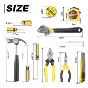 Tools Set General House Hold Hand Tool Kit with Plastic Toolbox Storage Case Used To Car Repair and Home Repair