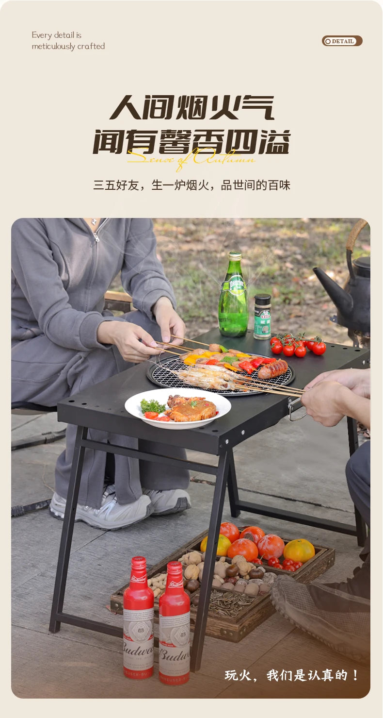 Black Modern Outdoor Table Bistro Firepit Garden Lounge Outdoor Table Portable Lawn Salon De Jardin Exterieure Patio Furniture