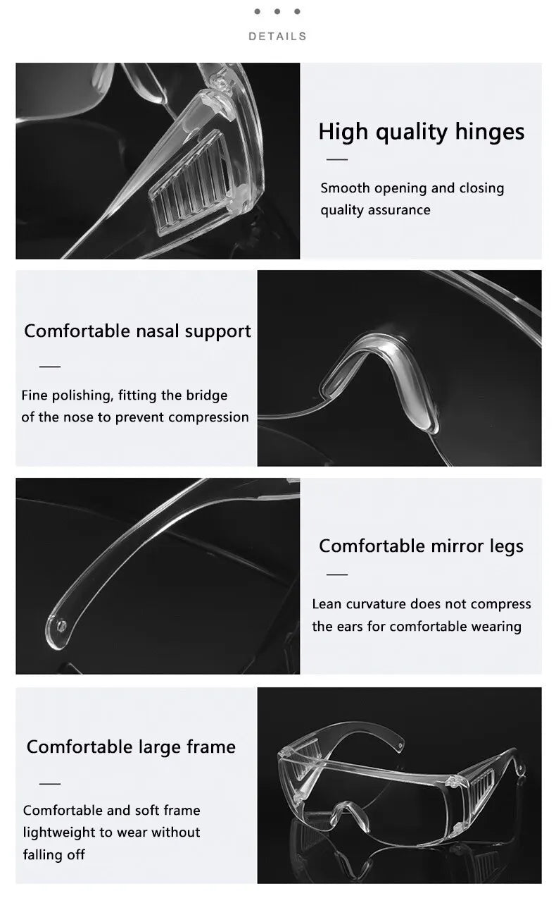 Protective Shutter Goggles Transparent Anti-wind Sand Anti-shock Labor Insurance Protective Glasses PC Material Transparent